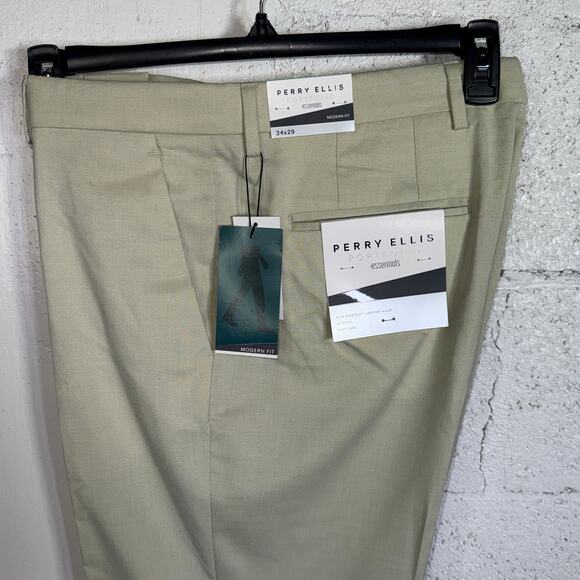 Perry Ellis Portfolio Men's Modern-Fit Stretch Pants - Sand 34x29 $95 - Picture 1 of 8